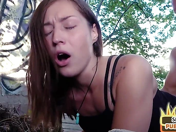 Public German chick outdoor fucked on POV pussybang date