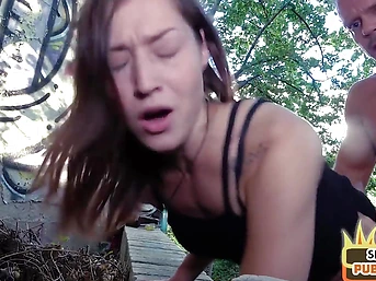 German sex date slut gets fucked in outdoor public POV fuck