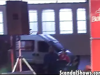 Blonde girl and horny guy in hot action