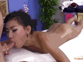 Asian Girl Gets Her Pussy Fed By A Hard Cock During POV Massage