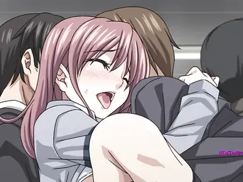 Busty Anime -Censored- and Gangbanged on Crowded Train
