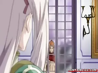 Hentai slave sucking monster cock and facial cumshot