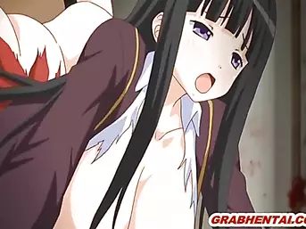 Cute Japanese coed brutally fucked by pig monster