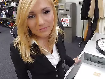 Hot blonde milf Holly fucked in pawn shop